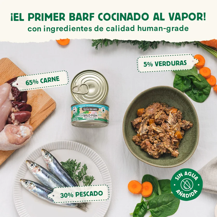 Wild Balance Lata de pavo y espadines para gatos 120 g